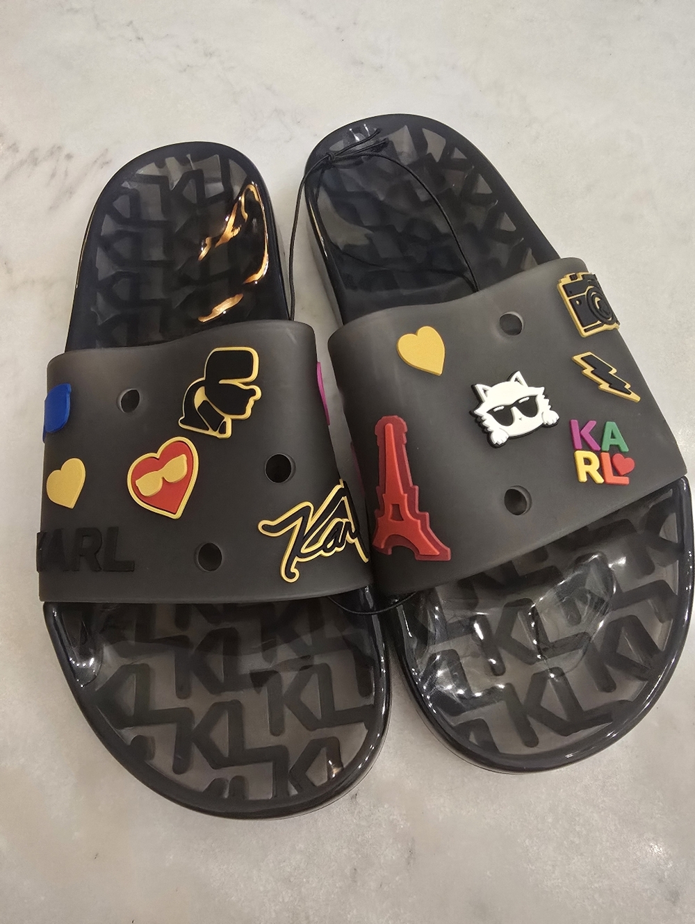 NWT Karl Lagerfeld Translucent Slides Size 7